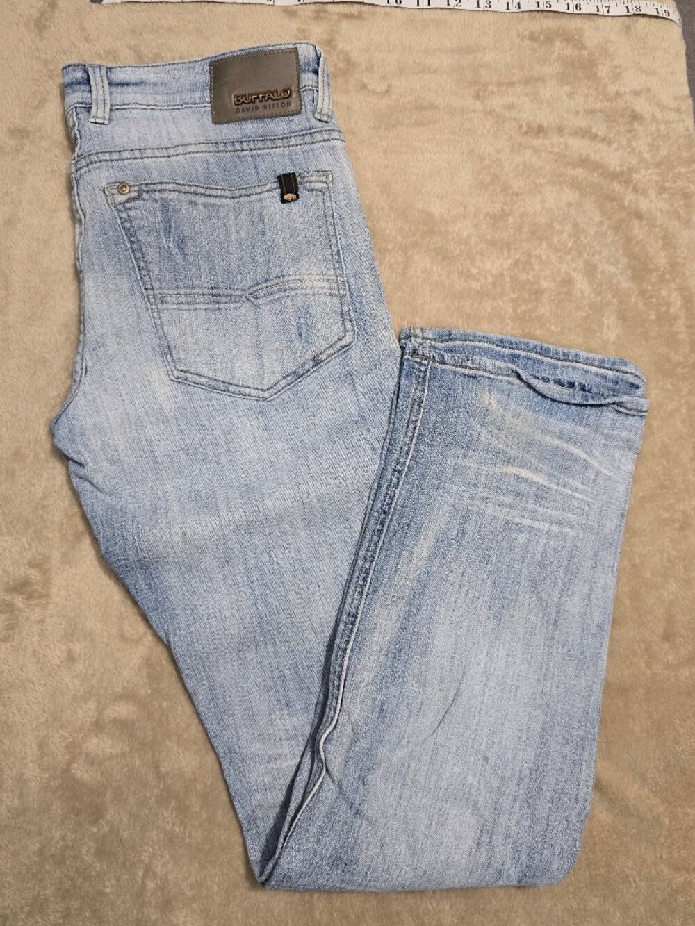 Buffalo David Bitton Six-X Men's Jeans Slim Straight Stretch 31 x 32 Light Blue